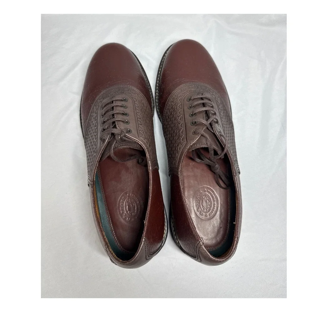 U.S. Trask Mens Saddle Shoes Leather Brown Lace Up Oxford Dress‎ Shoes 10.5M EUC